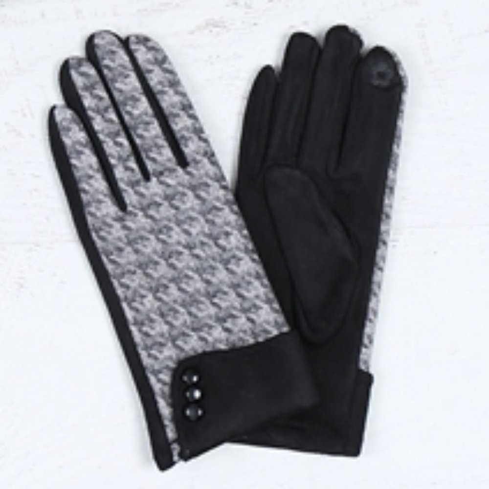SMART TOUCH GLOVES W/ BUTTON - black